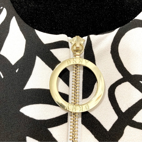 DKNY Black & White Scribble Pattern A-Line Dress Size 2 With Pockets - Picture 4 of 7